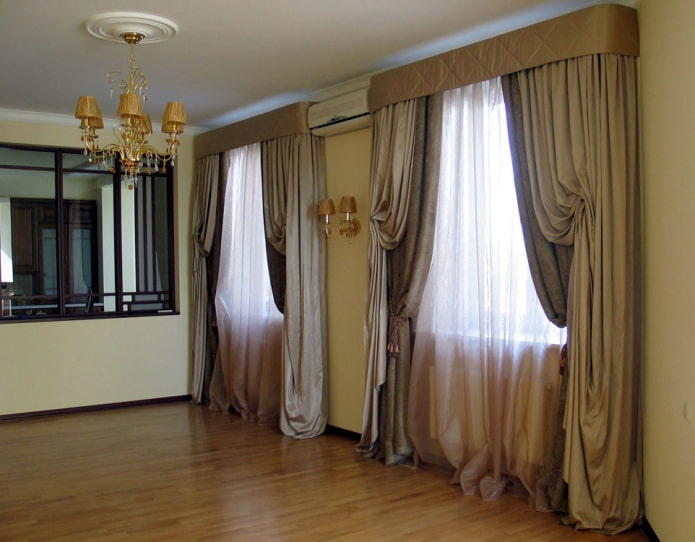italian curtains decorated with lambrequin