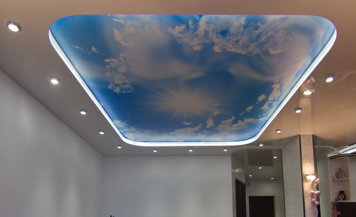 ceiling structure in the form of a soaring sky