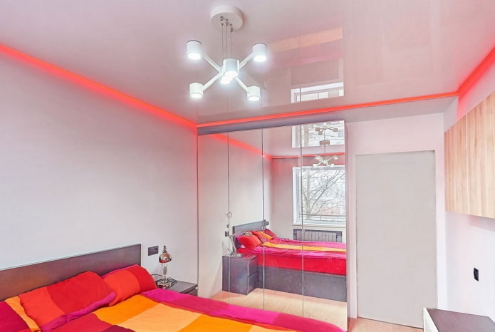 floating ceiling structure in the bedroom