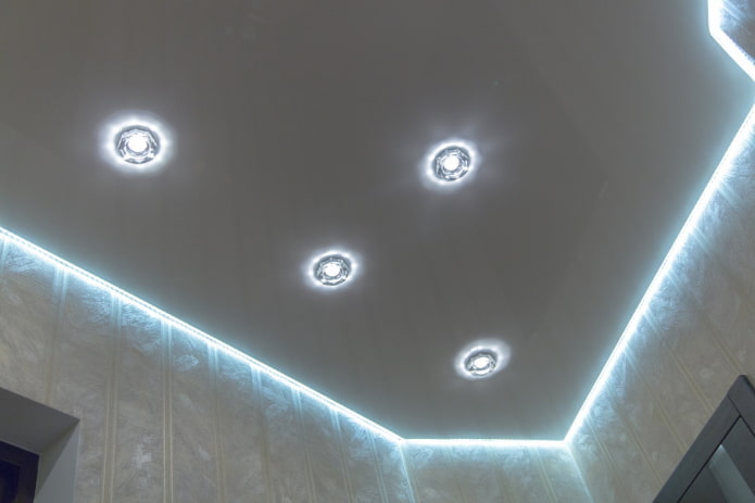 floating ceiling structure with perimeter lighting