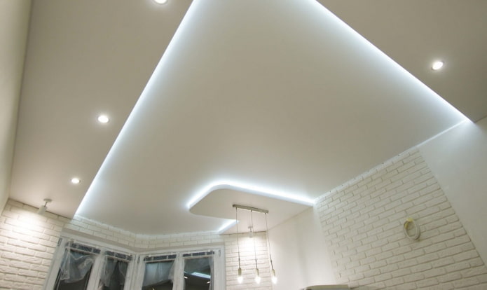 floating ceiling structure in white