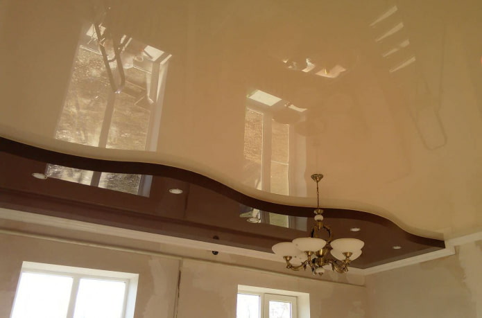 beige-brown stretch ceiling structure