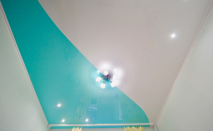 stretch ceiling structure turquoise white