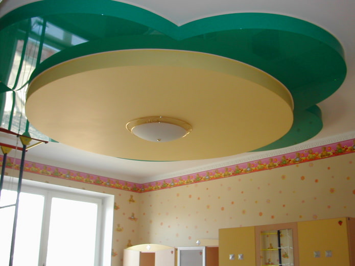 multi-colored plasterboard and tension structure