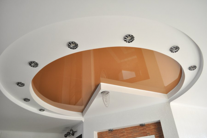 white-brown stretch ceiling structure