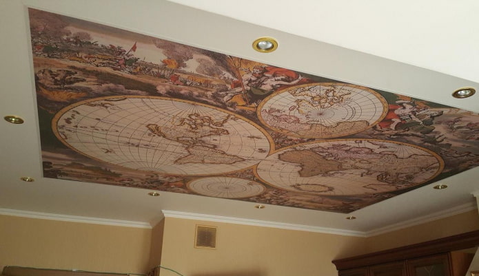 stretch ceiling with photo printing