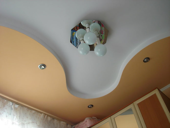 plasterboard construction with a combination of two colors