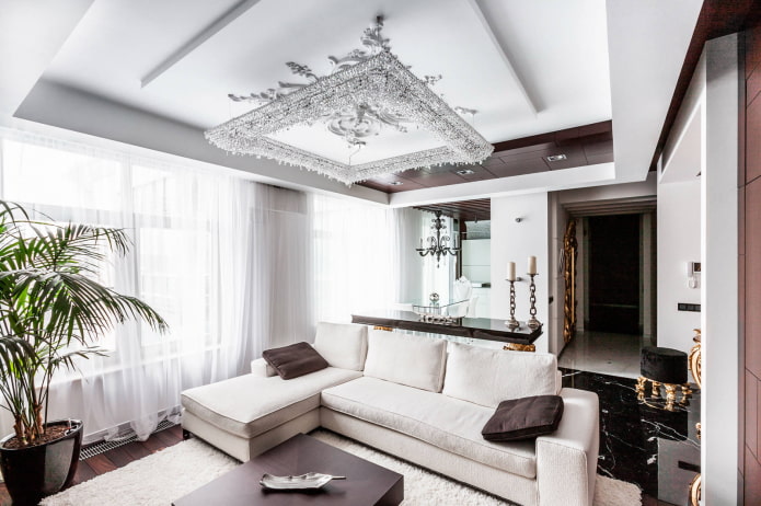 plasterboard construction with chandelier