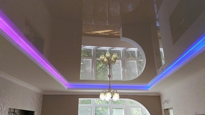 purple and neon ceiling lighting