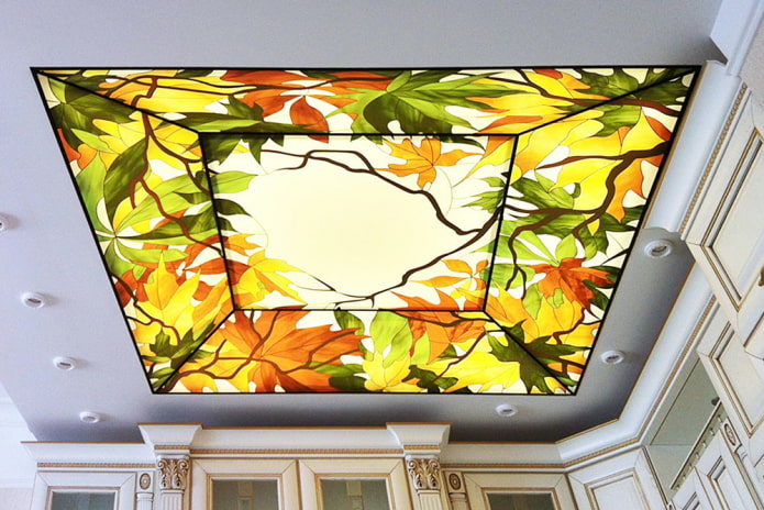 stretch canvas with photo printing in the form of stained glass
