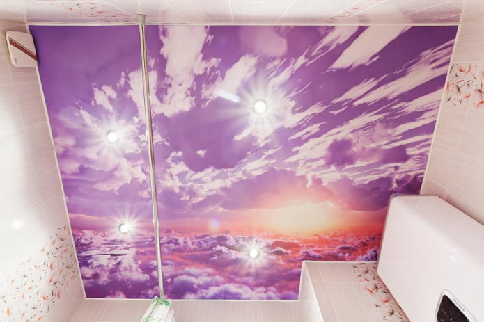 lilac stretch fabric with photo printing