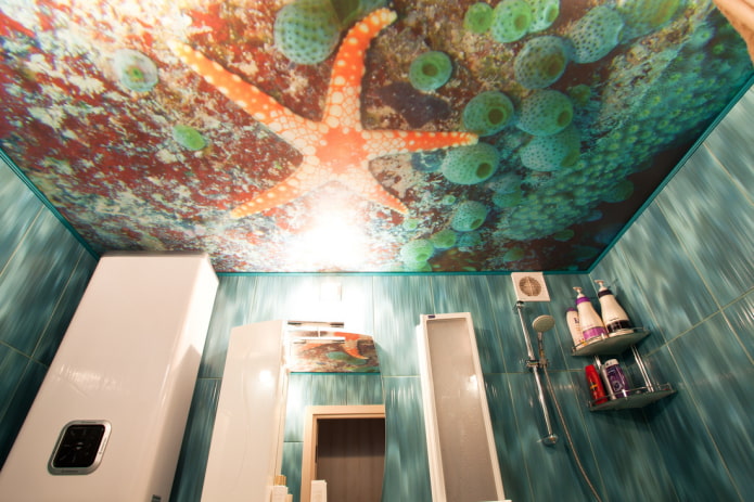 stretch canvas with photo printing in the bathroom