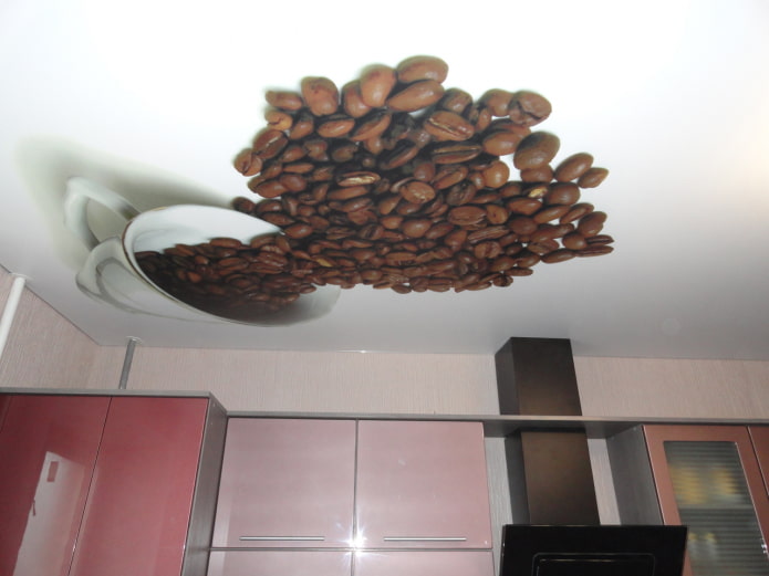 ceiling with a picture of coffee in the kitchen