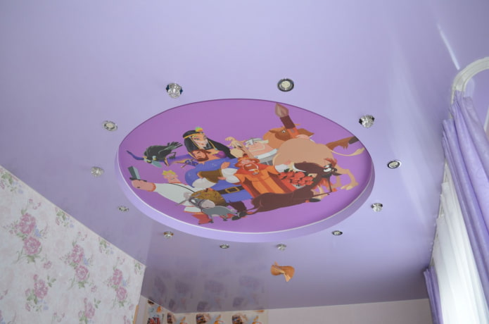 lilac ceiling structure in the nursery