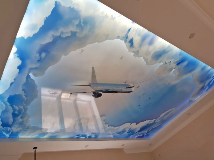 ceiling with sky and plane
