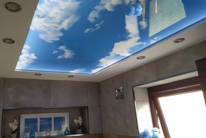 ceiling with a picture of the sky