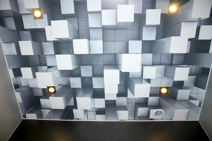 ceiling with the image of volumetric cubes