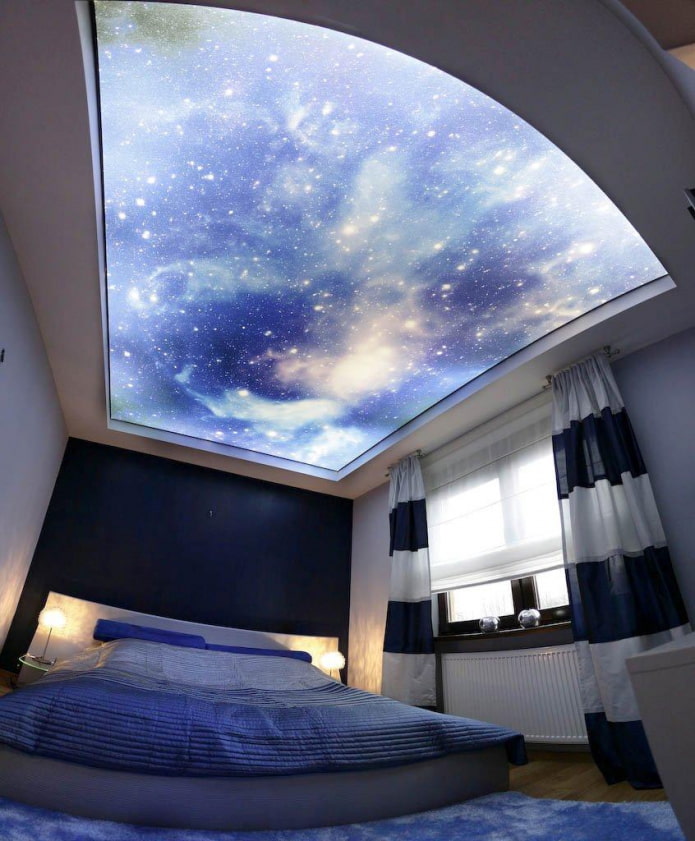 ceiling with the image of space in the bedroom