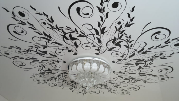 white ceiling with black pattern