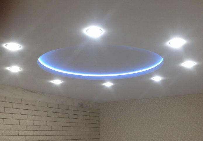white backlit stretch ceiling structure