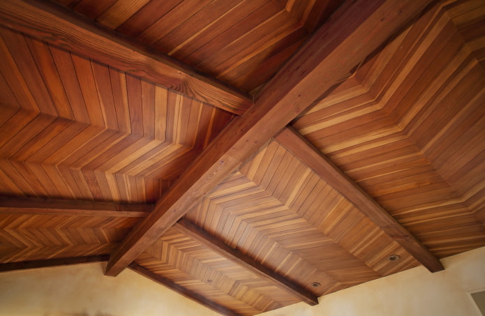 herringbone ceiling paneling
