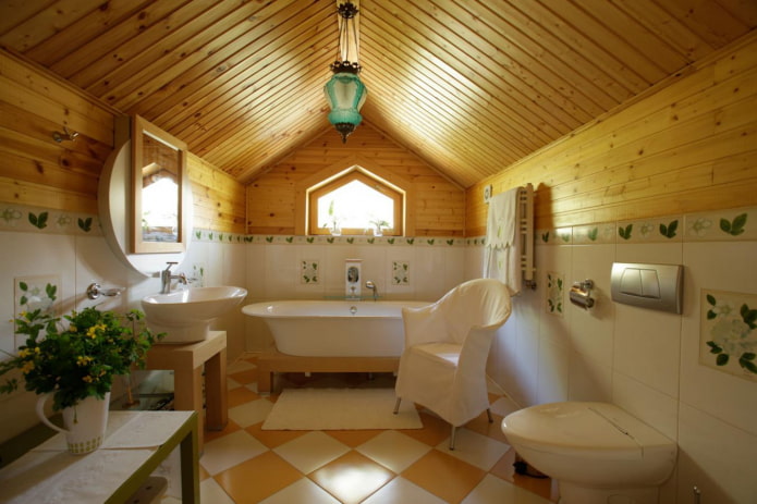 ceiling paneling in the bathroom