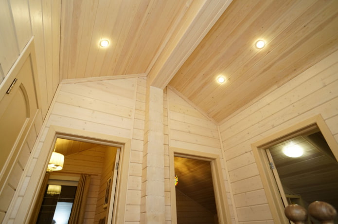 pine ceiling lining in the interior