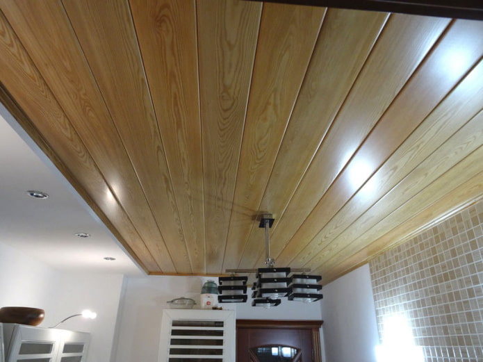 spruce ceiling lining in the interior