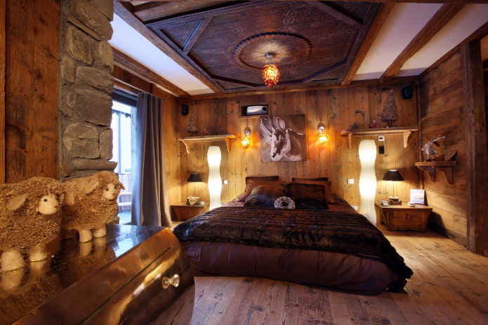 chalet-style wood ceiling