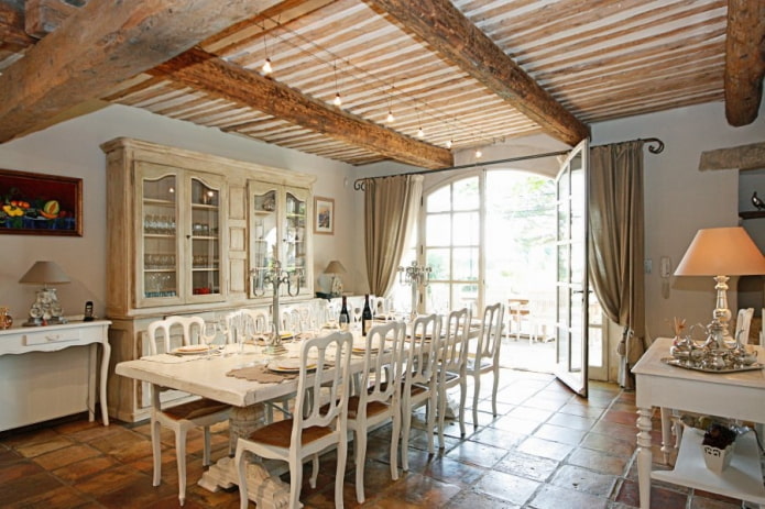 Provence style wood ceiling