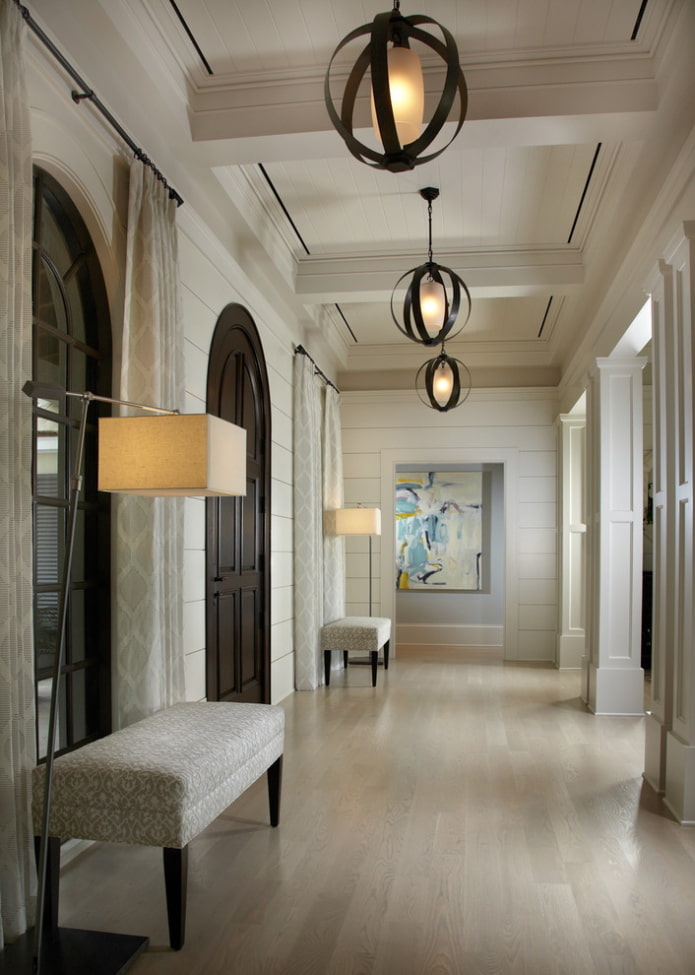 coffered structure with chandeliers