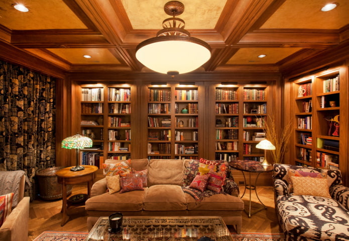 brown coffered structure in the interior