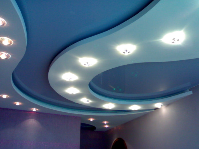 blue plasterboard suspended structure