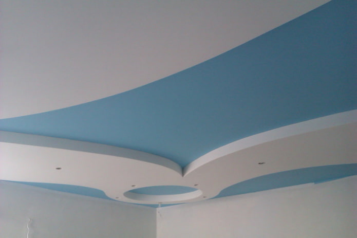 blue plasterboard suspended structure