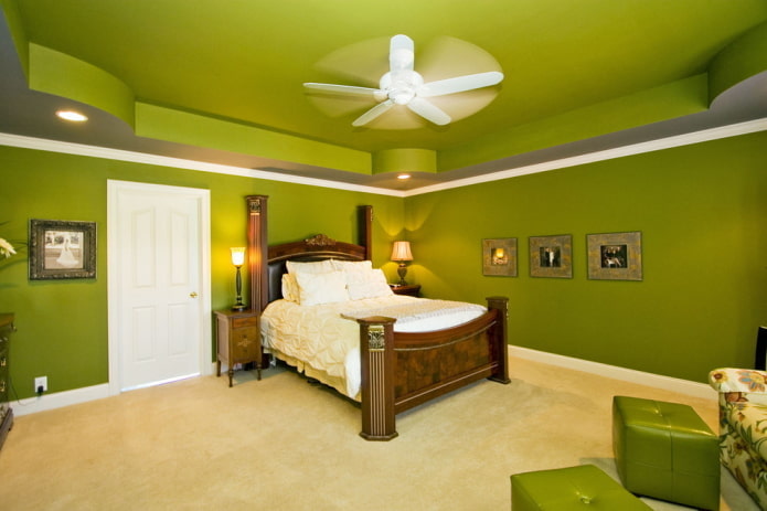 ceiling covering in olive shade