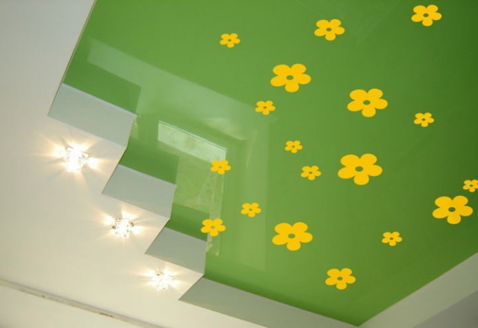 yellow-green ceiling construction