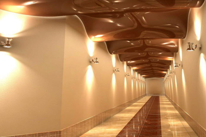 brown wave-shaped ceiling structure