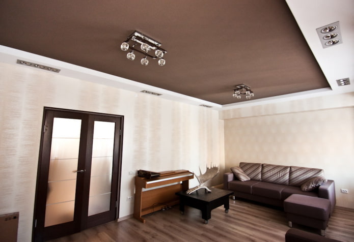 brown ceiling structure in the living room