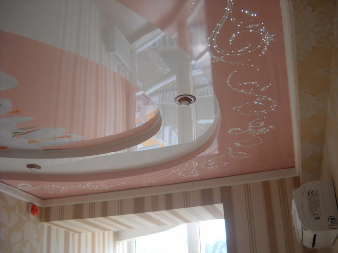 pink tiered ceiling structure