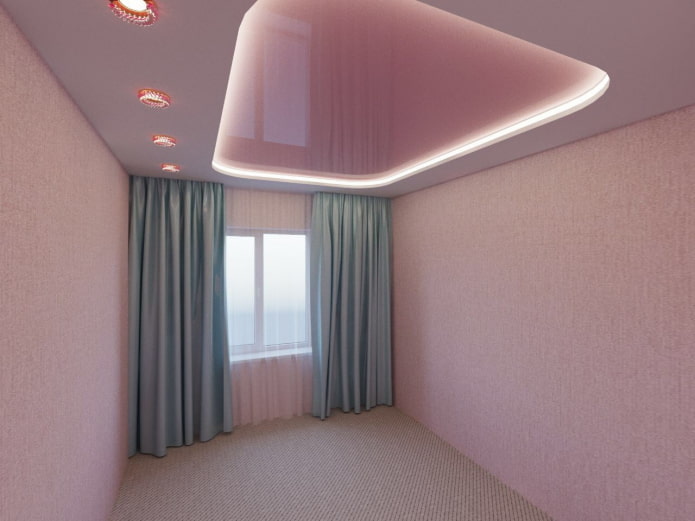 pink backlit ceiling structure