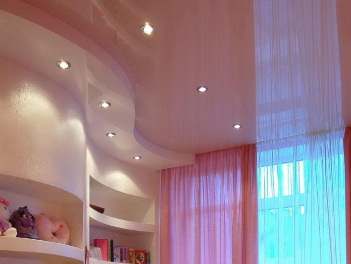 pink two-level ceiling structure