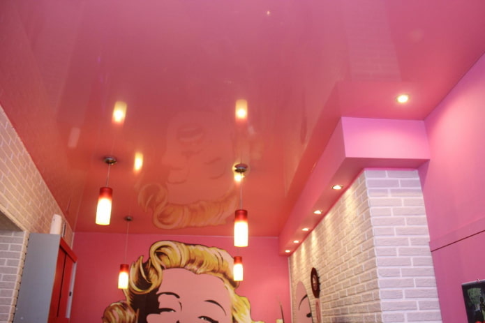 pink ceiling structure with fixtures