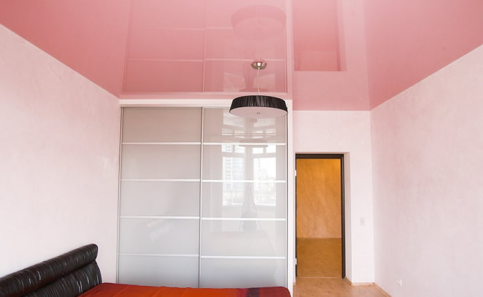 pink stretch fabric in the interior