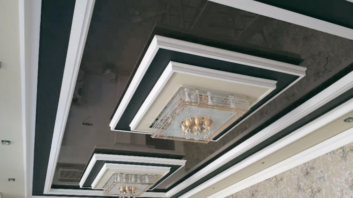 gray tiered ceiling structure