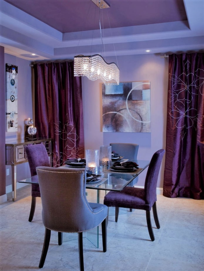 tiered purple ceiling