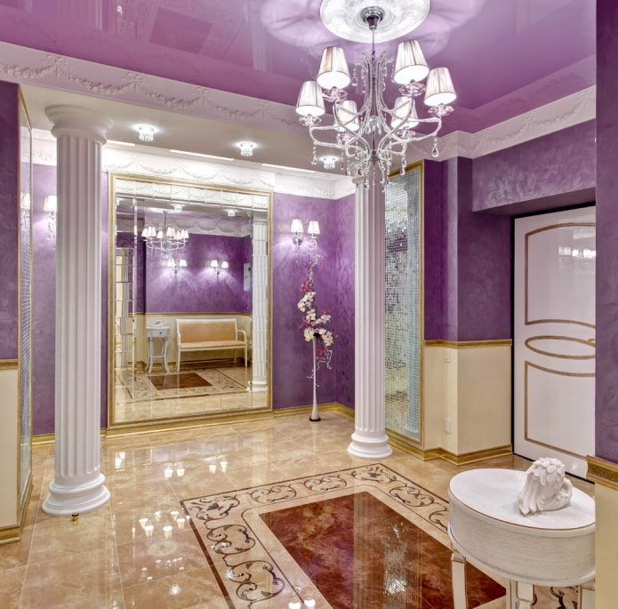 lilac ceiling in the hallway