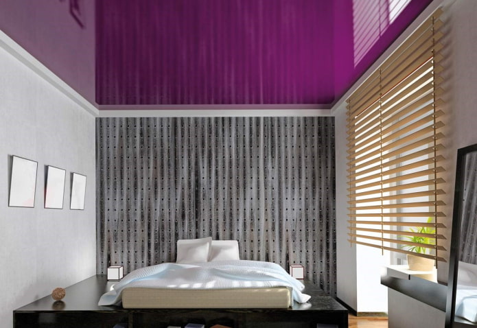 lila Stretch-Leinwand aus Glanz im Schlafzimmer