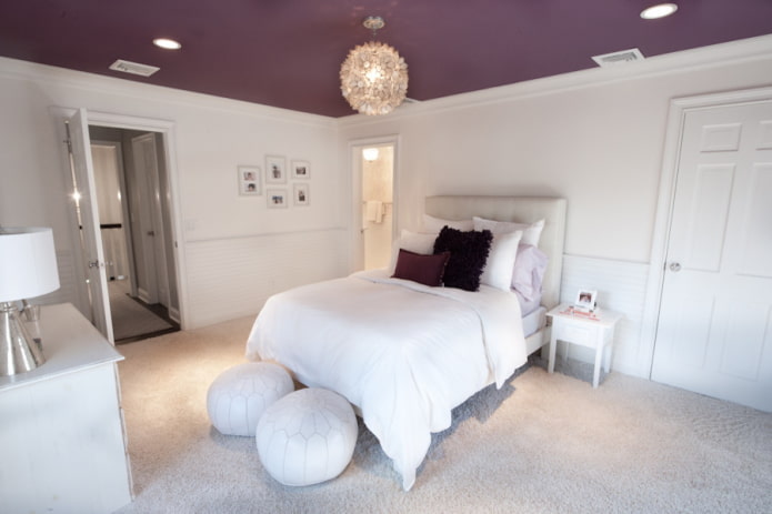 purple ceiling with white walls