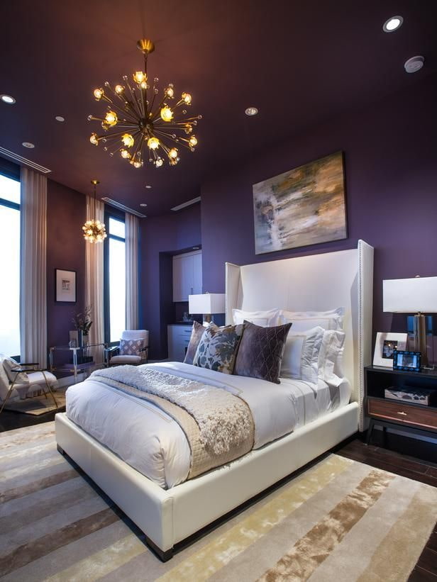 purple ceiling in the bedroom