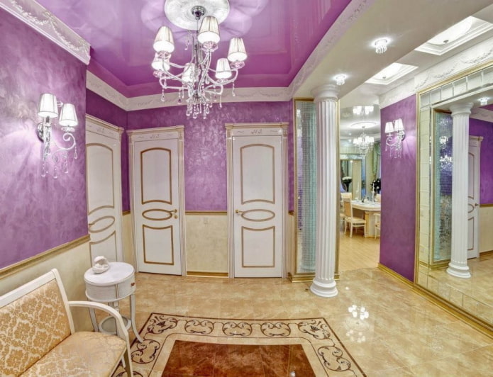 purple ceiling in the hallway